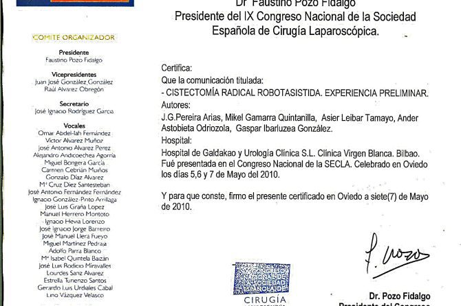 Sociedad Española de Cirugia Laparoscopica SECLA 2010